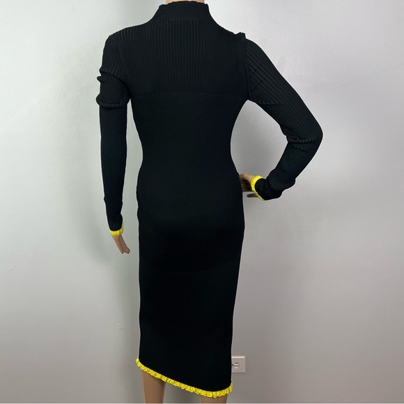 NEW AZ FACTORY BLACK RIBBED KNIT MIDI DRESS - Picture 7 of 8